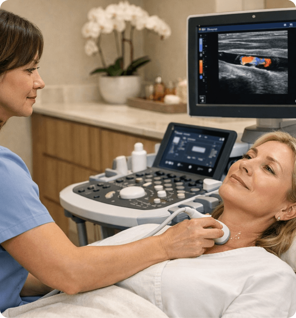 Ultrasound technician performing a scan